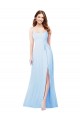 Soft Chiffon Sheath Long Sleeveless Front Side Slit Bridesmaid Dresses Barrie