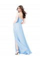 Soft Chiffon Sheath Long Sleeveless Front Side Slit Bridesmaid Dresses Barrie