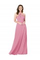 Soft Chiffon A-Line Long Sleeveless Keyhole Back Prom Dress / Bridesmaid Dress Barrie