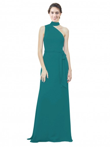 Soft Chiffon A-Line Long Sleeveless Hunter Bridesmaid Dress Barrie