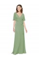 Soft Chiffon A-Line Long Short Flutter Sleeves Bridesmaid Dress Barrie