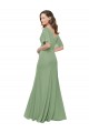 Soft Chiffon A-Line Long Short Flutter Sleeves Bridesmaid Dress Barrie
