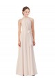 Soft Chiffon A-Line Long Sleeveless Cream Pink Bridesmaid Dress Barrie