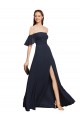 Soft Chiffon A-Line Long Sleeveless Dark Navy Prom Dresses Barrie