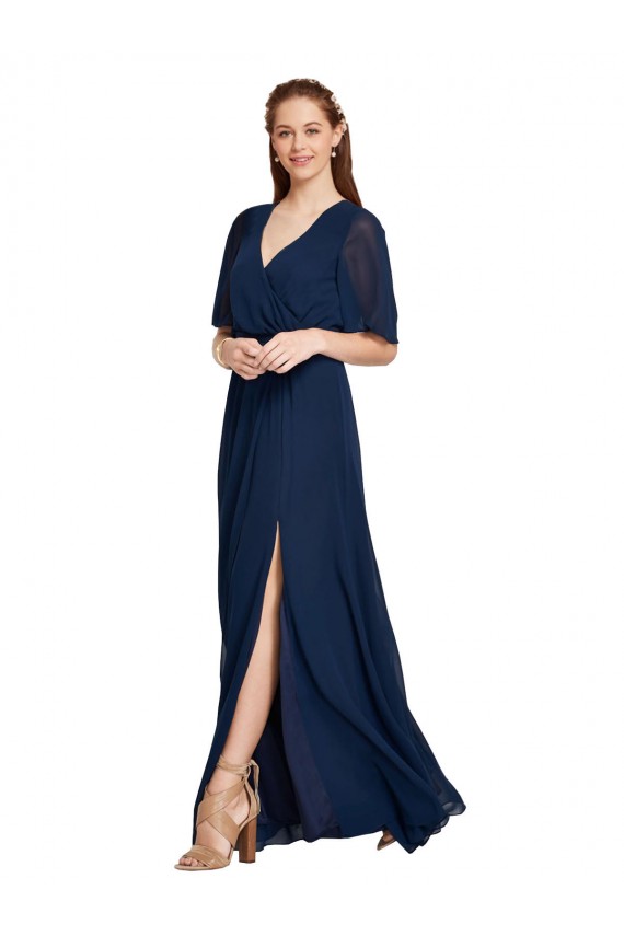 Soft Chiffon A-Line Long Flutter Sleeves Bridesmaid Dress / Formal Dress Barrie