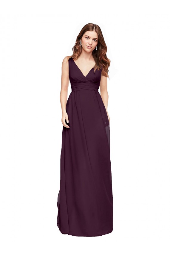 Chiffon A-Line Long Sleeveless Grape Bridesmaid Dress / Evening Gowns Barrie