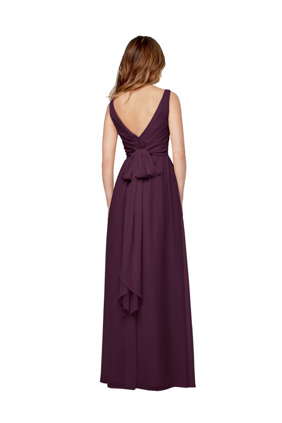 Chiffon A-Line Long Sleeveless Grape Bridesmaid Dress / Evening Gowns Barrie