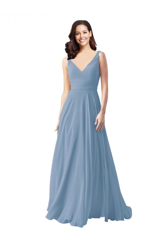 Chiffon A-Line Long Sleeveless Wedding Party Dress Barrie