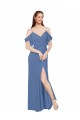 Soft Chiffon A-Line Long Sleeveless Windsor Blue Bridesmaid Dress Barrie