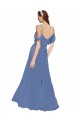 Soft Chiffon A-Line Long Sleeveless Windsor Blue Bridesmaid Dress Barrie