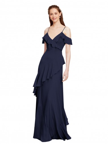 Chiffon A-Line Sleeveless Dark Navy Formal Dresses / Bridesmaid Dresses Barrie