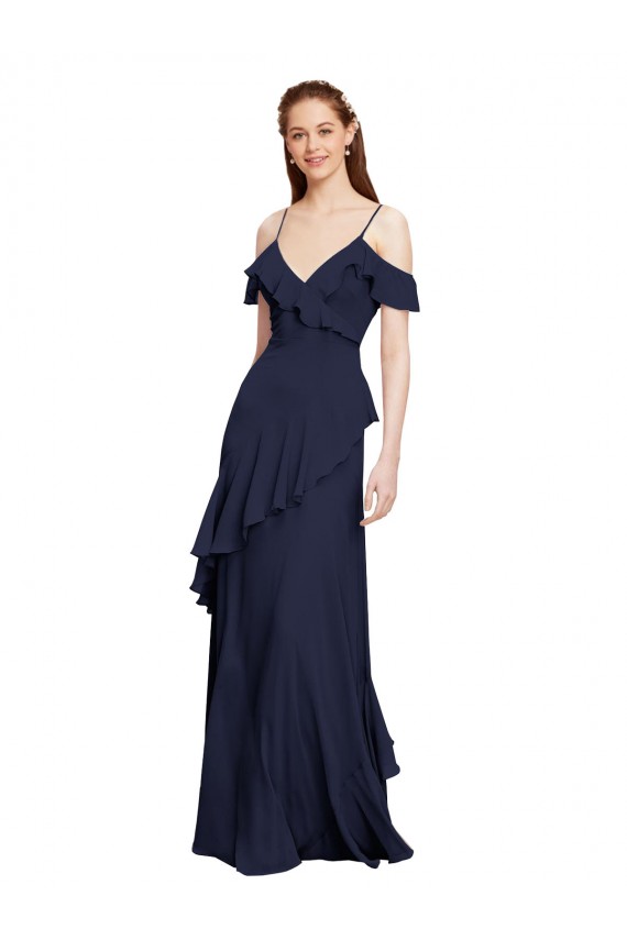 Chiffon A-Line Sleeveless Dark Navy Formal Dresses / Bridesmaid Dresses Barrie
