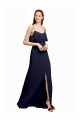 Chiffon A-Line Long Floor Length Sleeveless Spaghetti Straps V-Back Bridesmaid Dresses Barrie