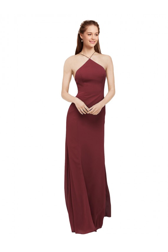 Soft Chiffon Sheath Long Sleeveless Open Back Formal Dress / Bridesmaid Dress Barrie