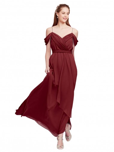 Soft Chiffon Sheath Sheath Sleeveless Burgundy Formal Dress / Bridesmaid Dress Barrie