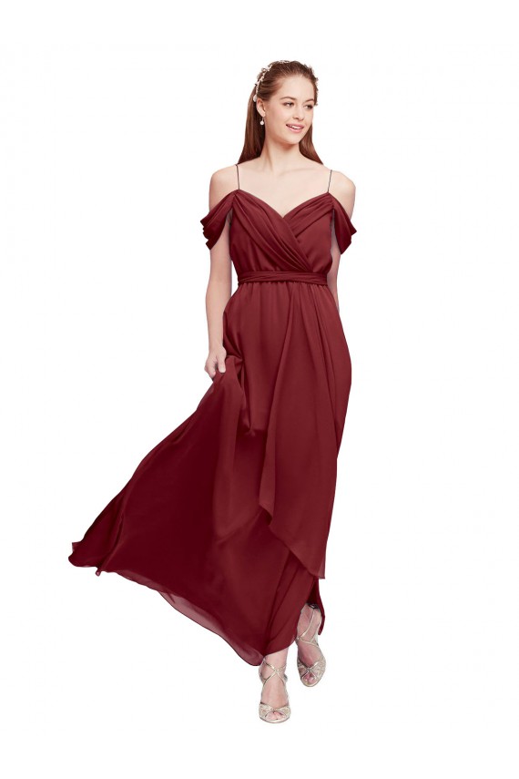 Soft Chiffon Sheath Sheath Sleeveless Burgundy Formal Dress / Bridesmaid Dress Barrie