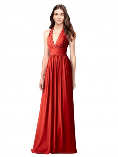 Soft Chiffon A-Line Long Sleeveless Open Back Bridesmaid Dress / Formal Dress Barrie