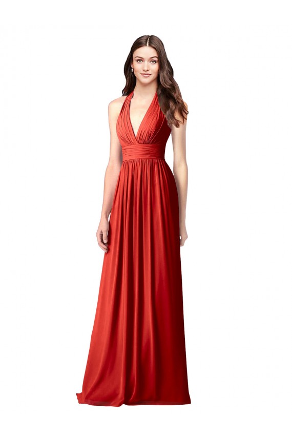 Soft Chiffon A-Line Long Sleeveless Open Back Bridesmaid Dress / Formal Dress Barrie