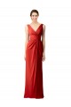 Soft Chiffon Sheath Long Sleeveless V-Back Bridesmaid Dress Barrie