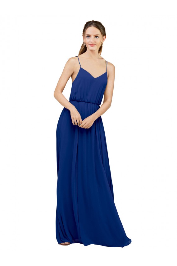 Chiffon A-Line Long Sleeveless Royal Blue Bridesmaid Dress / Evening Dress Barrie