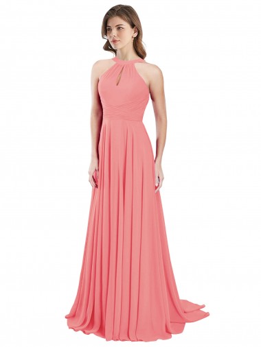 Chiffon A-Line Long Sleeveless Criss Cross Back Bridesmaid Dress / Evening Dress Barrie