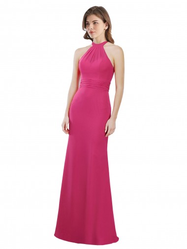 Soft Chiffon Long Sleeveless Criss Cross Open Back Bridesmaid Dress Barrie