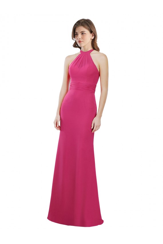 Soft Chiffon Long Sleeveless Criss Cross Open Back Bridesmaid Dress Barrie