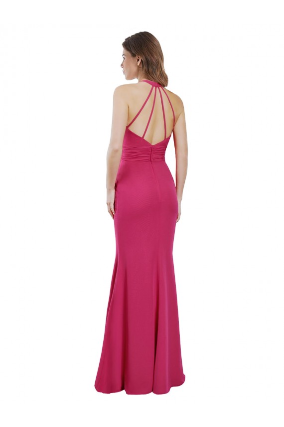 Soft Chiffon Long Sleeveless Criss Cross Open Back Bridesmaid Dress Barrie