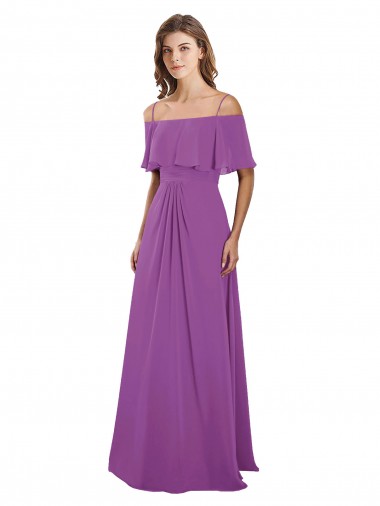 Soft Chiffon A-Line Long Flutter Sleeves Dahlia Bridesmaid Dresses Barrie