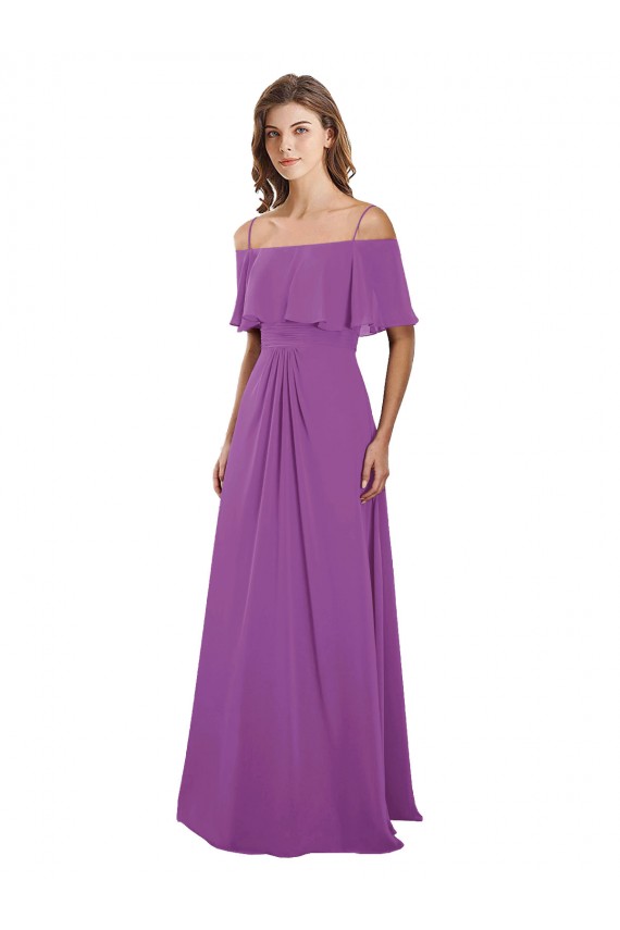 Soft Chiffon A-Line Long Flutter Sleeves Dahlia Bridesmaid Dresses Barrie
