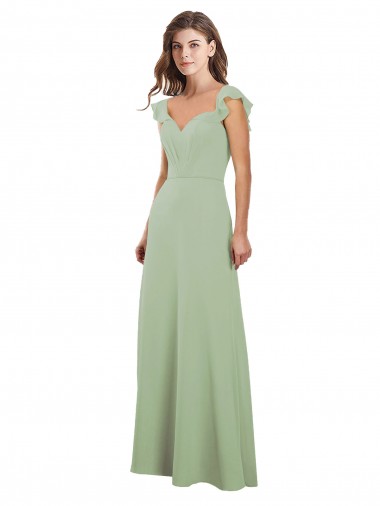 Soft Chiffon A-Line Long Cap Sleeves Low Back Bridesmaid Dress / Formal Dress Barrie