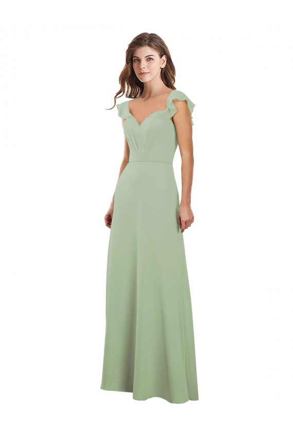 Soft Chiffon A-Line Long Cap Sleeves Low Back Bridesmaid Dress / Formal Dress Barrie