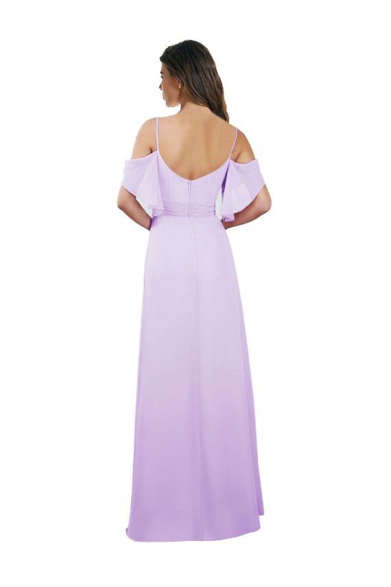 Soft Chiffon A-Line Long Cold Shoulder Formal Dress / Bridesmaid Dress Barrie