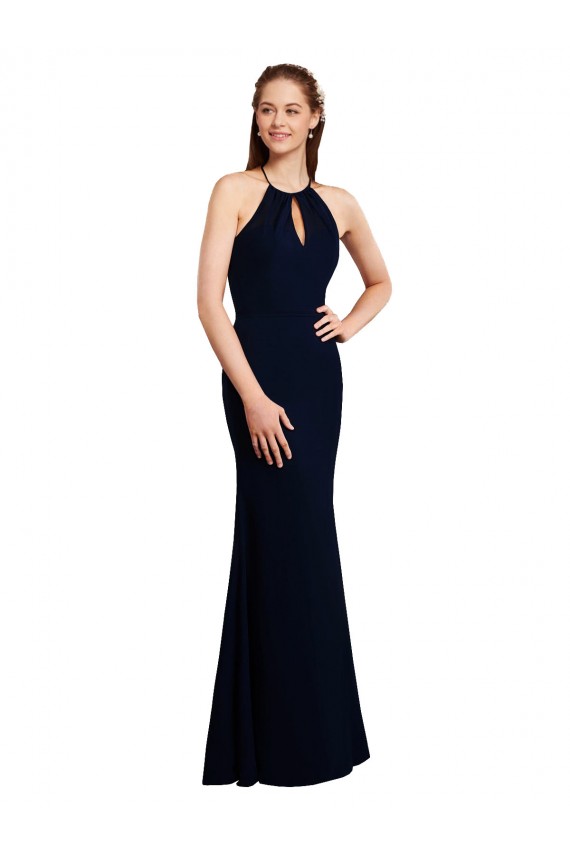 Soft Chiffon Mermaid Long Sleeveless Criss Cross Open Back Bridesmaid Dress Barrie