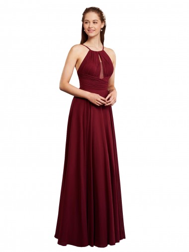 Chiffon A-Line Sleeveless Burgundy Bridesmaid Dress / Evening Dress Barrie