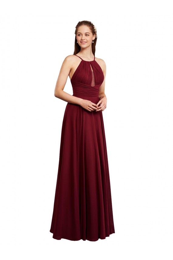 Chiffon A-Line Sleeveless Burgundy Bridesmaid Dress / Evening Dress Barrie