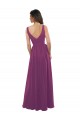 Soft Chiffon A-Line Long Sleeveless Wild Berry V-Back Bridesmaid Dress Barrie