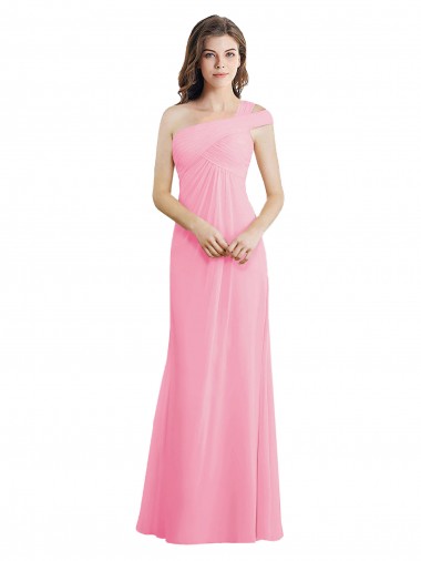 Chiffon A-Line Long Sleeveless One Shoulder Bridesmaid Dresses Barrie