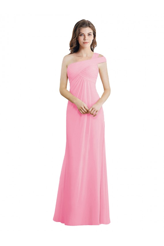 Chiffon A-Line Long Sleeveless One Shoulder Bridesmaid Dresses Barrie