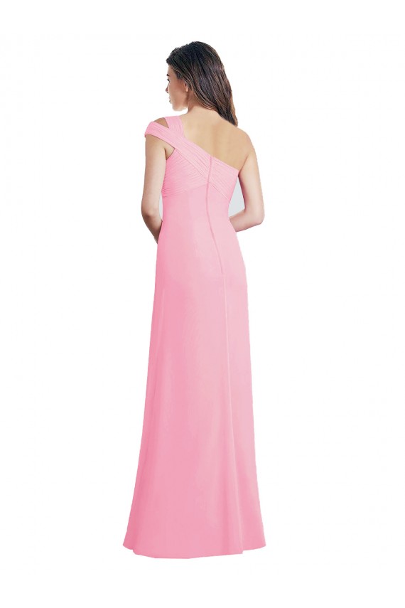 Chiffon A-Line Long Sleeveless One Shoulder Bridesmaid Dresses Barrie