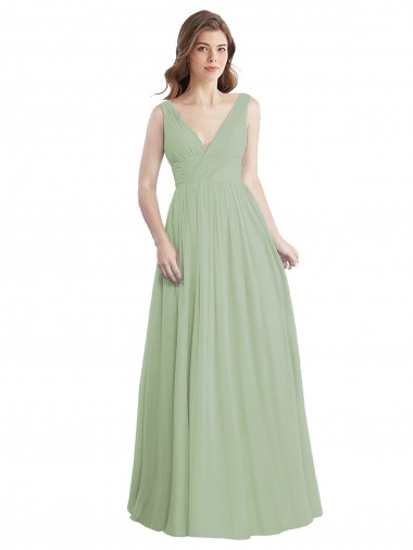 Soft Chiffon A-Line Long Sleeveless V-Back Formal Dress / Bridesmaid Dress Barrie