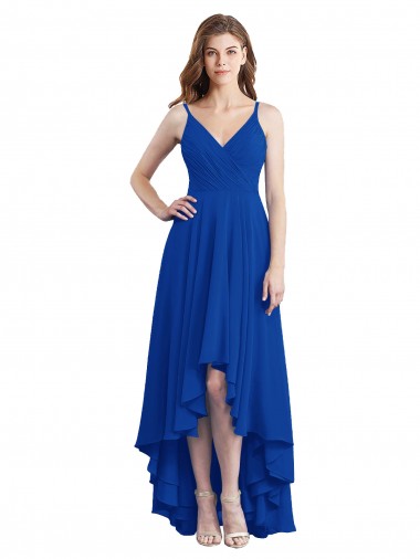 Soft Chiffon A-Line Long Sleeveless Open Back High Low Bridesmaid Dress Barrie