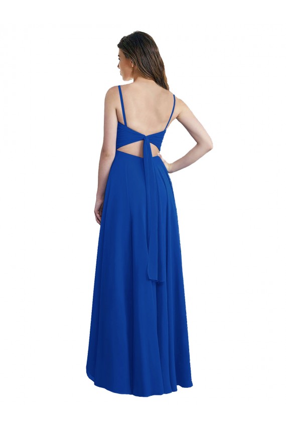 Soft Chiffon A-Line Long Sleeveless Open Back High Low Bridesmaid Dress Barrie