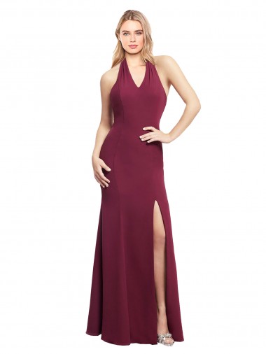 Soft Chiffon Mermaid Long Sleeveless Open Back Side Slit Bridesmaid Dresses Barrie