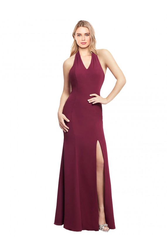 Soft Chiffon Mermaid Long Sleeveless Open Back Side Slit Bridesmaid Dresses Barrie
