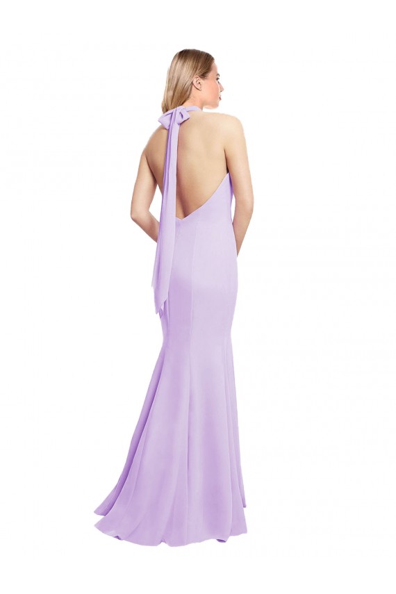 Soft Chiffon Mermaid Long Sleeveless Open Back Side Slit Bridesmaid Dresses Barrie