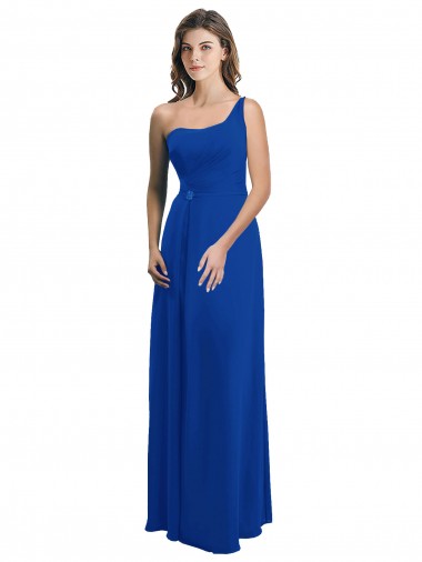 Soft Chiffon A-Line Long Sleeveless Royal Blue Low Back Bridesmaid Dress Barrie