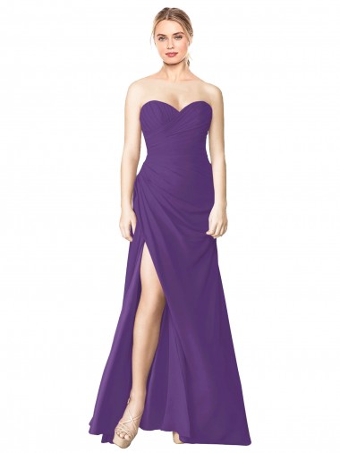 Soft Chiffon A-Line Long Sleeveless Low Back Side Slit Bridesmaid Dresses Barrie