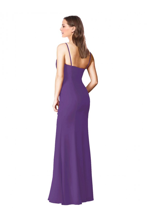 Soft Chiffon A-Line Long Sleeveless Low Back Side Slit Bridesmaid Dresses Barrie