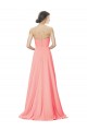 Soft Chiffon A-Line Long Sleeveless Peach Bridesmaid Dress Barrie